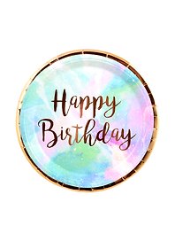 Набор бумажных тарелок Happy birthday космос с золотом (24см) (6шт)