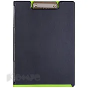 Папка-планшет А4 "Double Colour", ПВХ, верхн.прижим, черн/лайм, Bantex