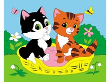 Набор для творчества Рыжий Кот. Холст с красками «Котята в корзине», 20х25 см