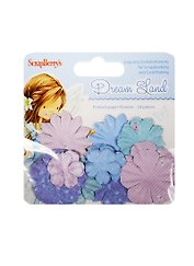 Набор принтованных бумажных цветочков «Волшебная страна. Голубые цветы», 25 мм, 30 мм, 38 мм