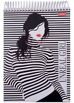 Блокнот А5 160л нелин. "Удивительные девушки" трехцв.тонир.блок, пласт.спираль, мел.картон, УФ-лак