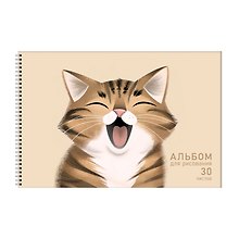 Альбом для рисования 30л А4 "Мяу" гребень, мел.картон, выб.лак
