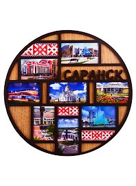 ГС Тарелка-панно Саранск 3 D Достопримечательности города вид 2 (дерево) (20 см.)