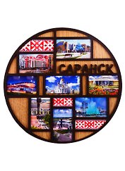 ГС Тарелка-панно Саранск 3 D Достопримечательности города вид 2 (дерево) (20 см.)