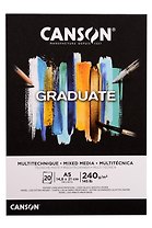 Альбом для смешанных техник А5 20л "Graduate BLACK" 240г/м2, склейка с одной стороны, черная бумага, Canson