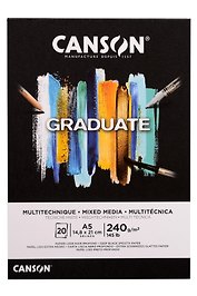 Альбом для смешанных техник «Graduate Black», А5, 20 листов, 240 г/м2, чёрный, Canson