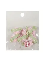 Пришивные розочки с листиками 3 см. светло-розовые (7шт)(пакет) (11-01031-1-5)