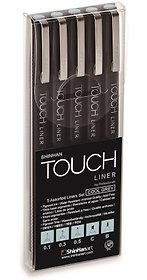 Ручки капиллярные  5шт TOUCH Liner серый холодный 0,1-0,3-0,5мм, блистер, TOUCH