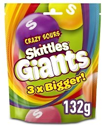 Жевательные конфеты SKITTLES giant sours, 132г