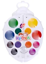 Краски акварельные 12цв "Божья коровка" пл/уп., б/к., съемная крышка-палитра, Луч