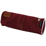 Пенал-косметичка овальный 20*5*5см джинсовый, бордовый с бахромой, Proff