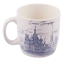 Кружка фарф.мал.рис.синий Коллаж .СПб