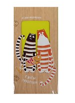 Открытка деревянная С днем Рождения Коты с рыбой (31621-26) (Эстетика)