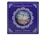 Тарелка декоративная с подставкой Кремль и Лотосы (фарфор) (15см) (Астрахань) (15-K6-82-3)