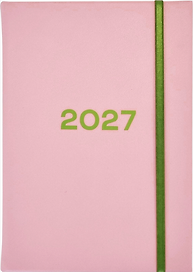 Ежедневник дат. 2027г. А5 176л 140*200 "Color" розовый, иск.кожа, тв.переплет, резинка, кармашек, 2 ляссе, шелкография