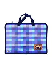 Папка для тетрадей А4 Синяя клетка 34*24,5*7см пластик, молния, текст.ручки, расширение