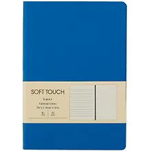 Книга для записей А5 80л "Soft Touch. Космический синий" иск.кожа, инт.обл., лин., тчк., нелин., ляссе, инд.уп.