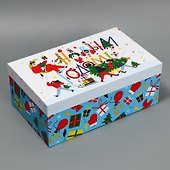 Коробка "Новогоднее веселье" 32,5*20*12,5 Новый год, картон - 0