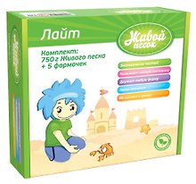 Масса для лепки «Живой песок Лайт», 750г, 5 формочек