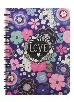 Записная книжка А7 80л кл. "Flower love blue" спираль, Kairui
