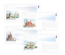 Набор конвертов «Москва (Кремль, Большой театр, Исторический музей, Храм Василия Блаженного)»