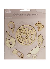 Деревянные украшения Baby Girl (WF07) (7шт.) (Рукоделие) (3+) (упаковка)