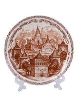 Тарелка сувенирная Нижний Новгород (D15, коричневый рисунок) (фарфор) (15-7BR-76)