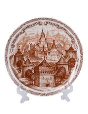 Тарелка сувенирная Нижний Новгород (D15, коричневый рисунок) (фарфор) (15-7BR-76)