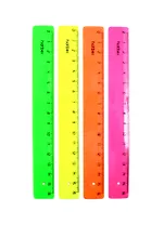 Линейка 16см пластик, флуорес., ассорти