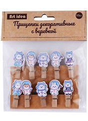 Прищепки декоративные с верёвкой «Зверюшки-космонавты», 10 штук, Art idea