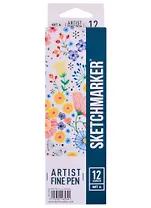 Ручки капиллярные12цв  Artist fine pen Basic 1, к/к, Sketchmarker