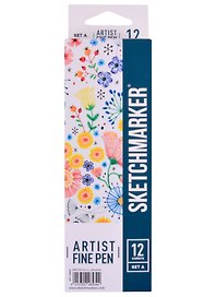 Ручки капиллярные12цв  Artist fine pen Basic 1, к/к, Sketchmarker