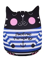 Подушка декоративная антистресс СПб Котик черный в тельняшке Люблю Петербург (35х30) (АН2018-41)