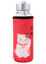 Бутылка в чехле с цветом Котик Манэки-нэко (стекло) (300мл)
