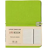 Записная книжка А6 100л лин. "LITE BOOK. Салатовый" иск.кожа, интегр.переплет, скругл.углы, ляссе, поперечн.резинка, инд.уп.