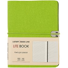 Записная книжка «Lite Book. Салатовый» А6, 100 листов в линейку, экокожа, Listoff