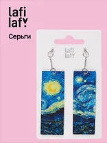 Серьги прямоугольные Винсент Ван Гог Звездная ночь (7х2,5) (Lafilaf)