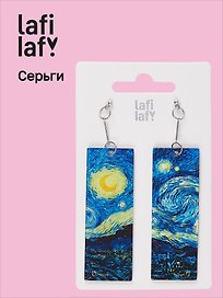 Серьги прямоугольные Винсент Ван Гог Звездная ночь (7х2,5) (Lafilaf)