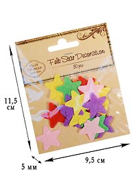 Фетровые звездочки, микс, 2,5 см, 30 штук