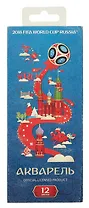 Краски 12 цветов, акварельн. Медов., полусухие ЧМ ПО ФУТБОЛУ 2018 без кисти, в пенале KKa_12030