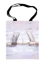 Сумка СПб Во все серые (мост) (цветная) (текстиль) (40х32) (СК2020-69)