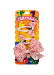 Набор аксессуаров д/волос (23971) (2 клипа-бантика+1 резинка) (роз.) (Caramella) (упаковка)