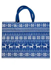 Сумка джутовая (PB3067) (43х34х19) Олени синяя