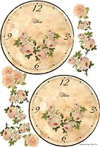 Декупажная карта Циферблат с розой (E-056) (упаковка)