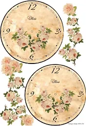 Декупажная карта Циферблат с розой (E-056) (упаковка)