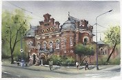 Открытка Иркутск акварель Краеведческий музей