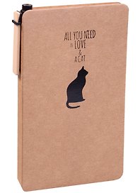 Блокнот А6 100л нелин. "All you need is cat", крафт, с ручкой, Haich