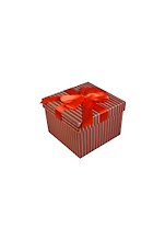 Коробка подарочная "Красные полосы" 12,5*12,5*8,2см, картон, декор бантик, Вейксинг