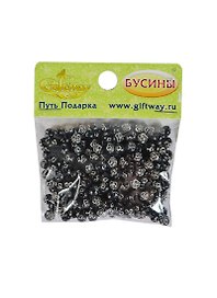 Бусины Розочки черные (00009602) (180шт) (6мм) (20г/уп)