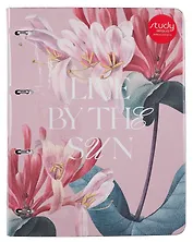 Тетрадь А4 120л кл. "Blossom", розовый, на кольцах, смен.блок, обл. кожзам, тиснение золотой фольгой, инд.уп